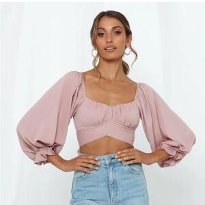 Hello Molly puff sleeve crop top